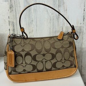 Coach Vintage Demi Signature Tan Canvas Shoulder Bag